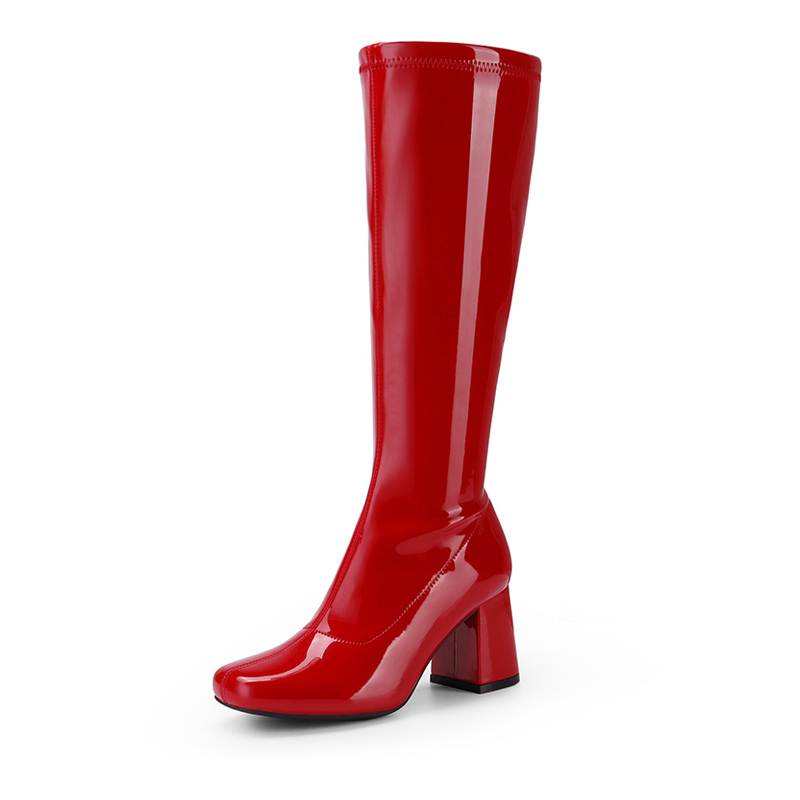 Red gogo hotsell boots wide calf